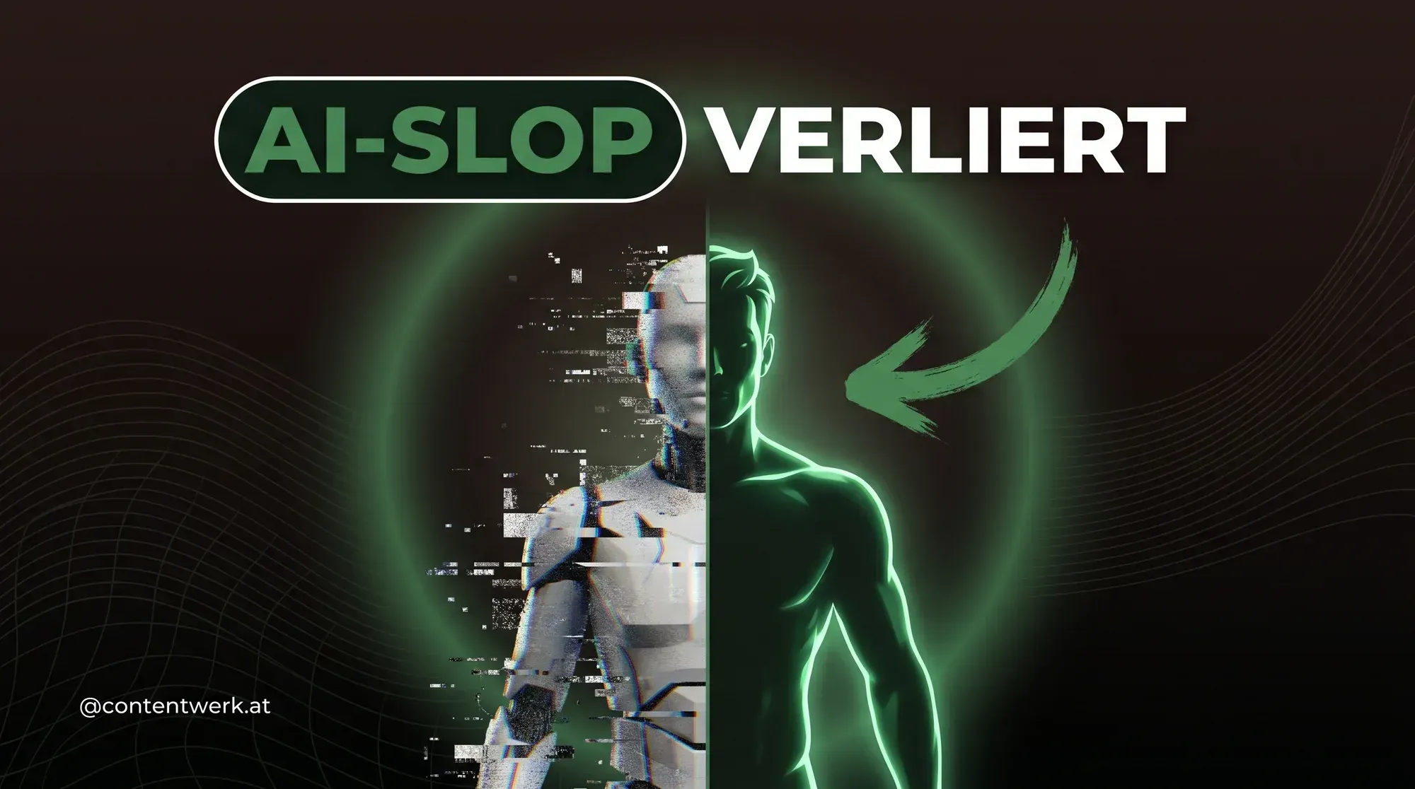AI-Slop gegen echtes Gesicht — authentischer Content schlägt KI-generierte Massenware 2026