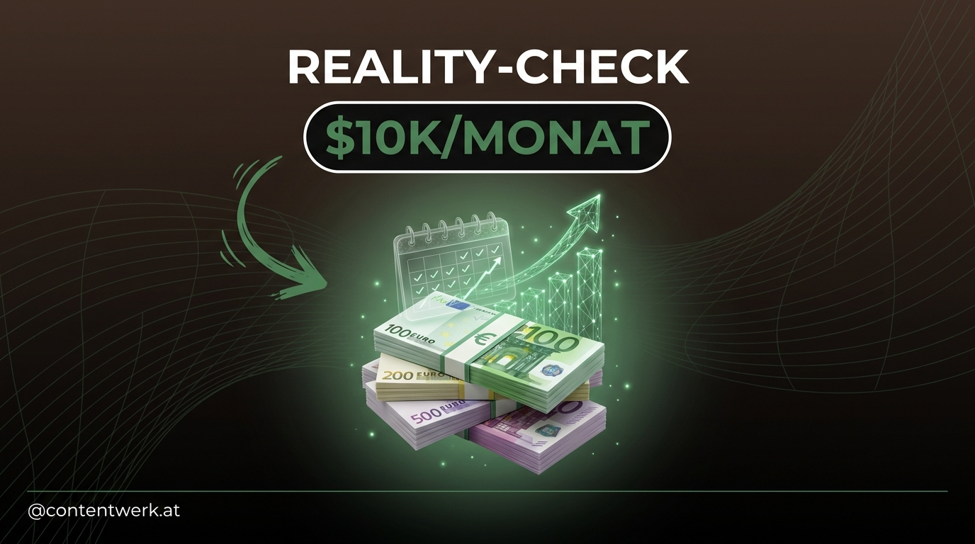 Ali Abdaal 10k pro Monat Cover mit 3D-Geldstapel für DACH-Reality-Check