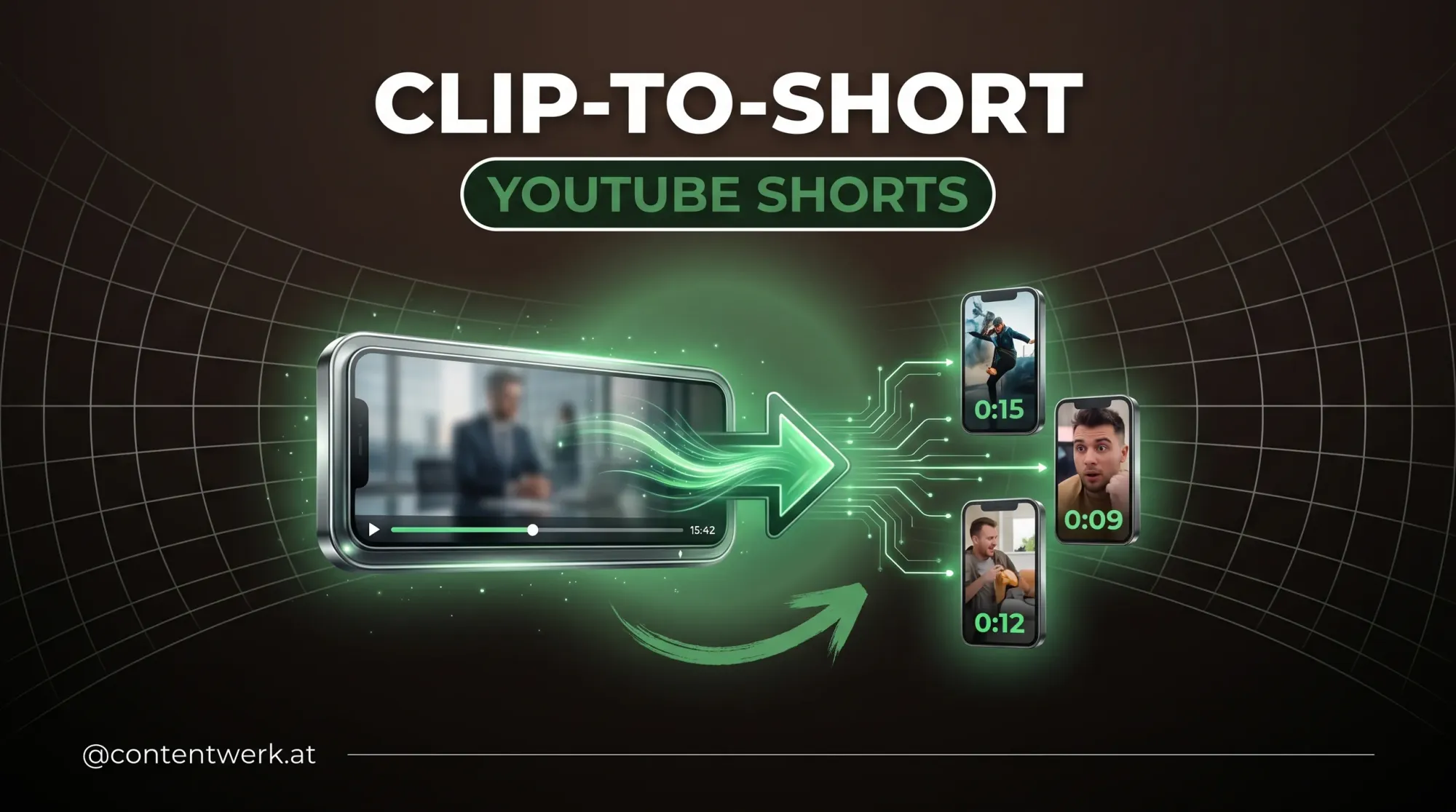 Clip-to-Short YouTube Shorts Workflow: Long-form Video transformiert in drei vertikale Short-Clips