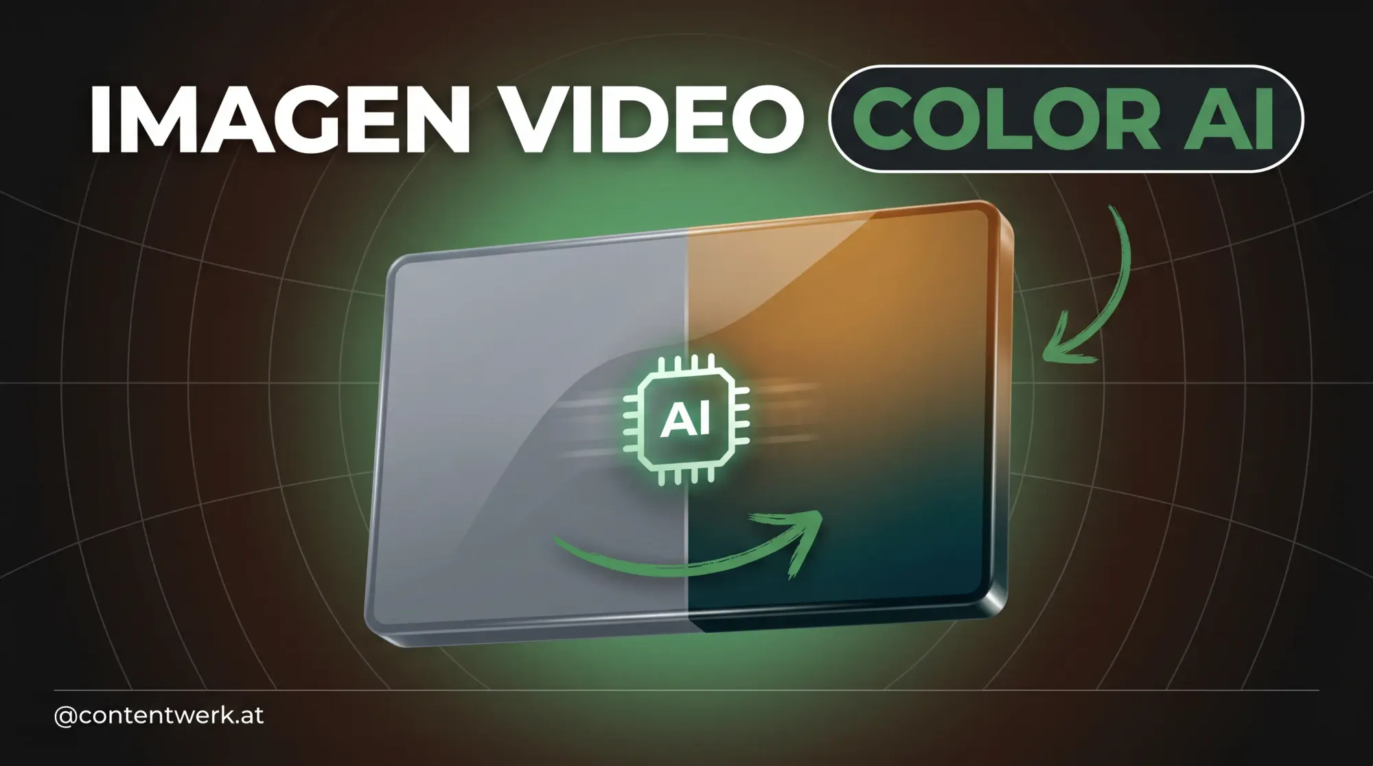 Imagen Video AI Color-Grading mit split video-frame und AI-Processor fuer Premiere DaVinci