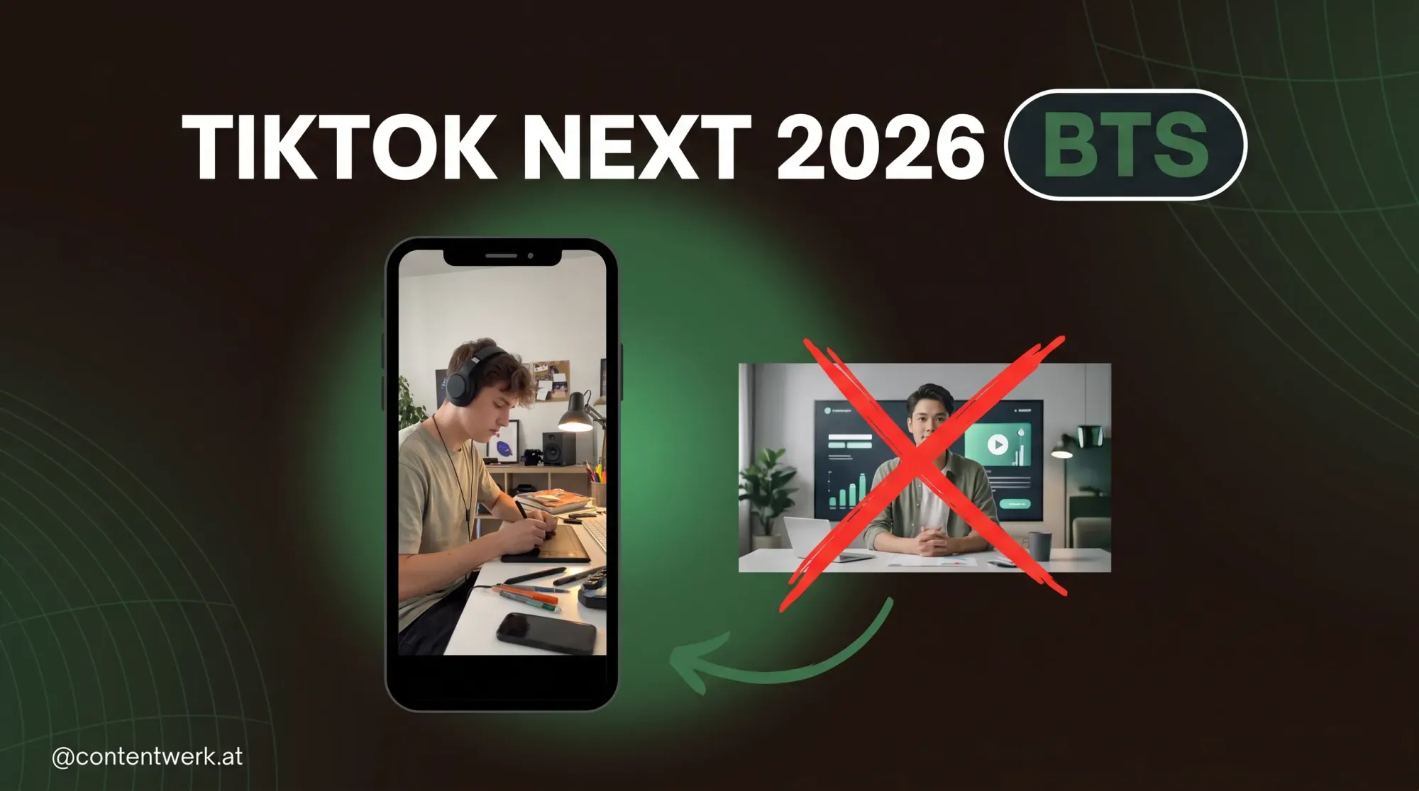 TikTok Trends 2026 Cover für ContentWerk-Artikel über BTS-Content und Realism over Fantasy