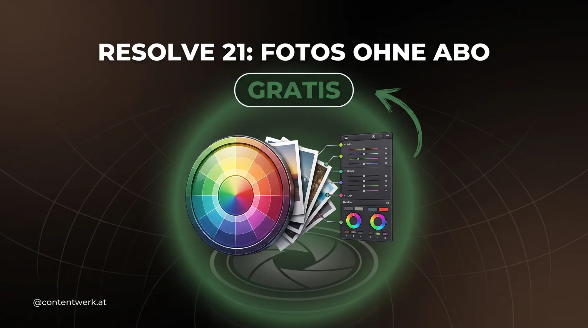 DaVinci Resolve 21 Foto-Page gratis statt Lightroom-Abo, Color-Wheel und Foto-Frames im ContentWerk-Stil