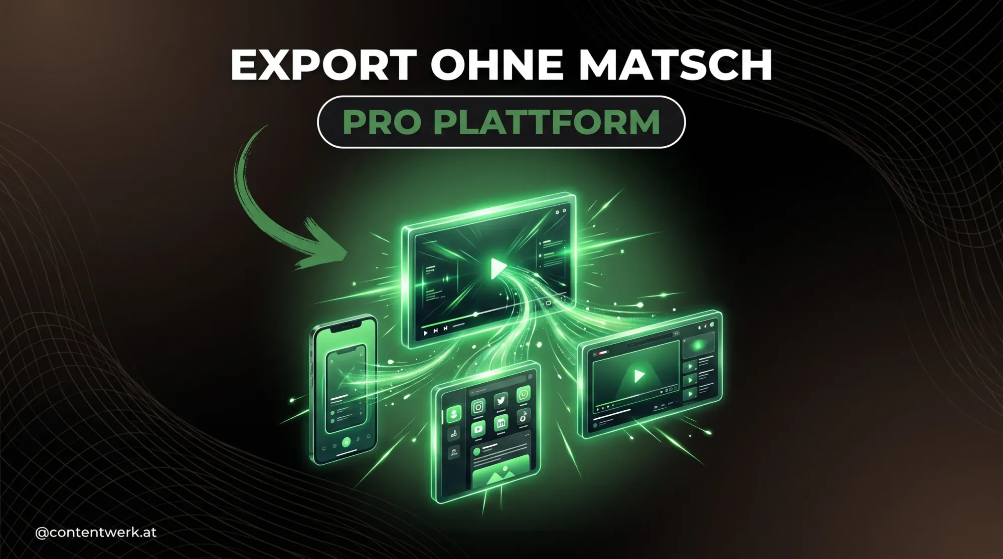Cover Video Export Einstellungen mit glowing Frame in Hochformat Quadrat und Breitbild