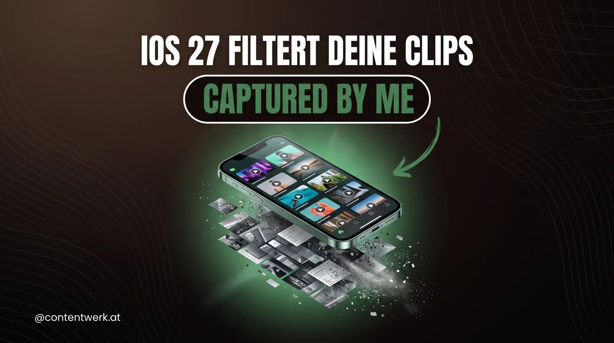 iPhone Mediathek mit Captured by Me Filter in iOS 27 für eigenes Videomaterial von Creatorn