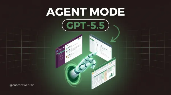 GPT-5.5 Agent Mode Roboter-Hand bedient Slack Gmail Tabelle gleichzeitig