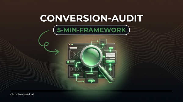 Conversion-Audit Framework Cover mit Lupe über Website-Wireframe