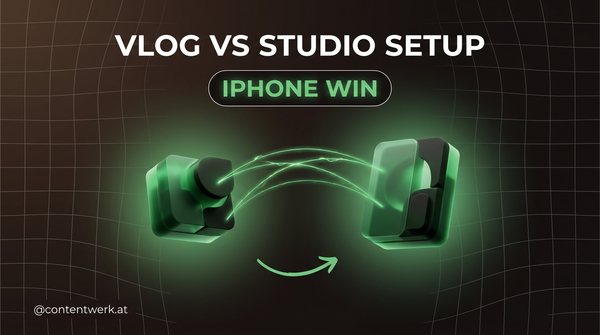 Vlog vs Studio Setup Vergleich Cover mit abstrakten geometrischen Blöcken