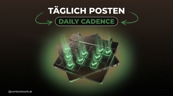 Nate Herk Daily Cadence Cover mit 3D-Kalender-Grid für DACH-Solopreneur-Posting-Strategie