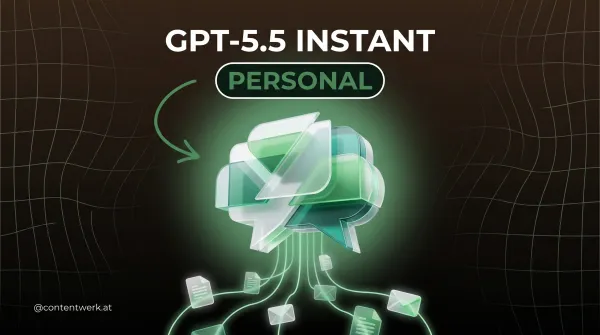 Abstrakte Chat-Bubble-Grafik mit zufliessenden Dokumenten und Mails — GPT-5.5 Instant Personalisierung fuer Solopreneurs