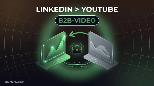 LinkedIn schlaegt YouTube B2B-Video: zwei Plattform-Panels mit Engagement-Kurven