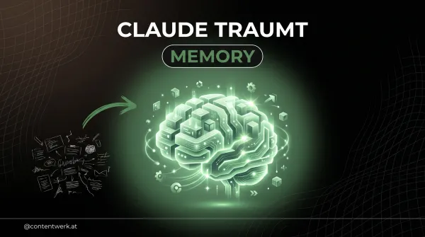 Claude traeumt jetzt: Memory-Hack fuer Solopreneurs — gluehendes Gehirn mit Memory-Block-Layers