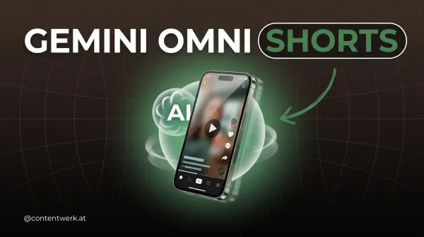 Gemini Omni Cover mit Smartphone und KI-Aura im ContentWerk-Stil fuer YouTube-Shorts