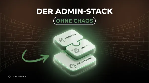 Cover mit gestapelten Tool-Kacheln zum Thema Admin Tools Selbststaendige ohne Chaos