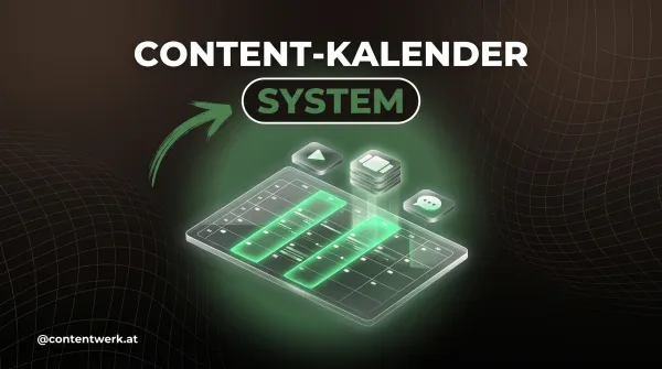 Isometrisches Kalender-Board mit gruenen Content-Saeulen und Format-Kacheln zum Content Kalender erstellen