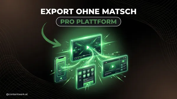 Cover Video Export Einstellungen mit glowing Frame in Hochformat Quadrat und Breitbild