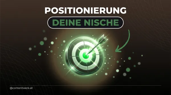 Positionierung Creator Nische Cover, Zielscheibe mit Pfeil im gruenen Bullseye