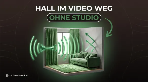 Cover Hall im Video entfernen, gruene Schallwellen von weichen Materialien absorbiert im Raum-Querschnitt