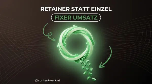 Cover mit Loop-Pfeil und Bausteinen, Thema Retainer Video wiederkehrender Umsatz fuer Solos