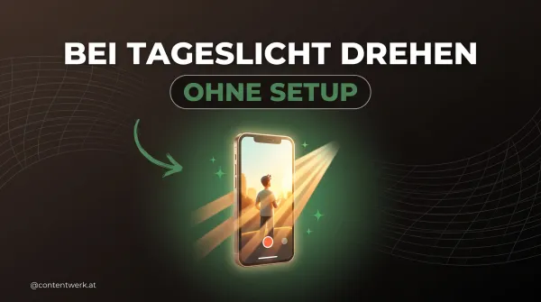 Cover bei Tageslicht filmen, Smartphone filmt Person im warmen Golden-Hour-Sonnenlicht