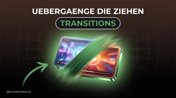 Cover zu Video Übergänge Transitions, zwei glühende Frames mit grünem Masken-Wipe