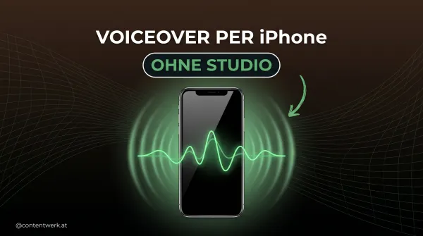 Cover Voiceover iPhone aufnehmen ohne Studio mit gruener Audio-Wellenform aus iPhone-Mikrofon