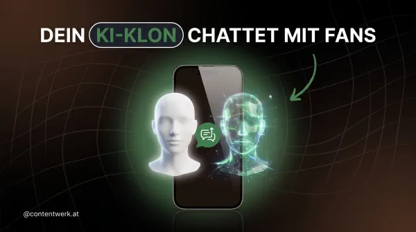 Meta AI Studio KI-Klon Cover mit zwei identischen 3D-Avataren und gruenem Chat-Symbol im ContentWerk-Stil.