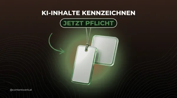 KI-Inhalte kennzeichnen: 3D-Label-Anhänger an einem Bildrahmen, Cover zur neuen EU-Kennzeichnungspflicht