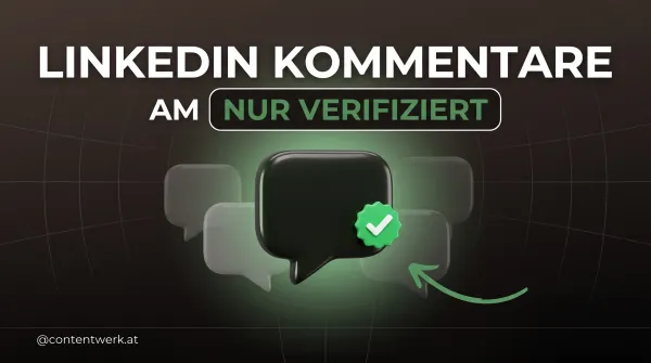 LinkedIn Kommentare Filter zeigt nur verifizierte Mitglieder, Sprechblase mit gruenem Verifizierungs-Haken vor ausgeblendeten Kommentaren