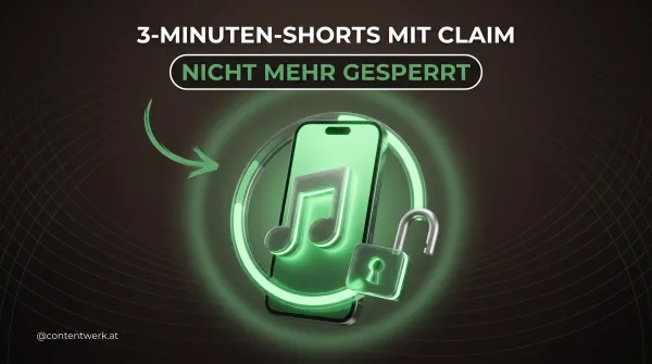 Cover zu YouTube Shorts bis 3 Minuten mit Content-ID-Claim: offenes Schloss und Musiknote
