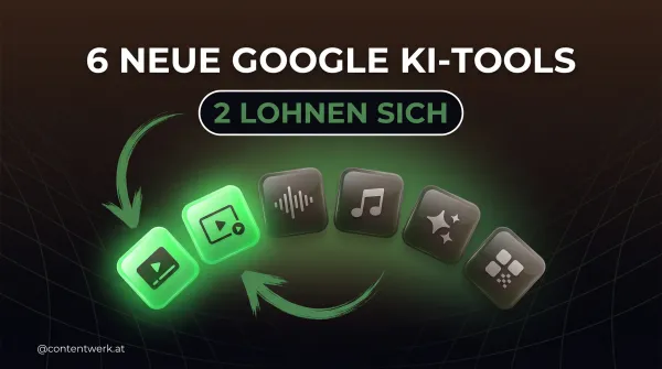 Google Flow Tools für Creator: sechs KI-Tools, zwei davon hervorgehoben für Untertitel und Thumbnails